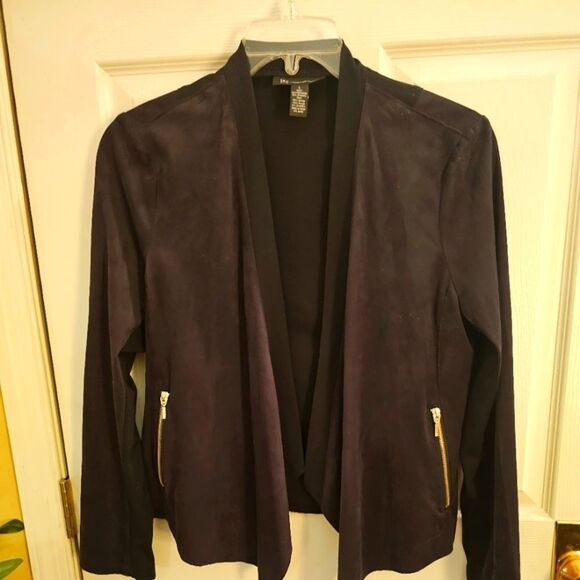 INC INTERNATIONAL CONCEPTS OPEN BLACK FAUX SUEDE JACKET - Picture 1 of 8